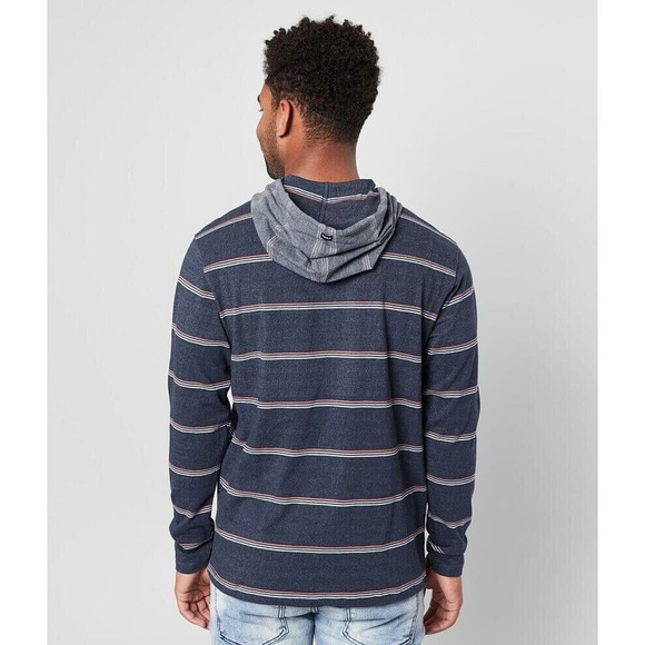 Vissla Decker Washed Hoodie Mens Medium Blue‎ Multi Color Striped Street Fashion - Picture 3 of 14